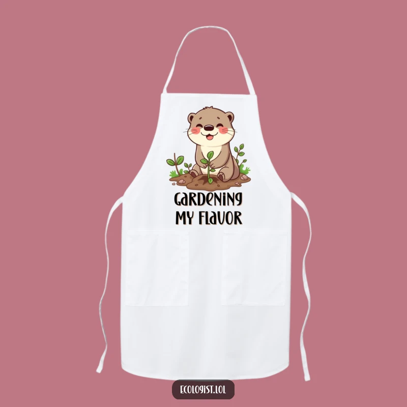 Funny Otter Planting Sapling Apron: Comedic Kitchen Wear for Garden and Chef Enthusiasts