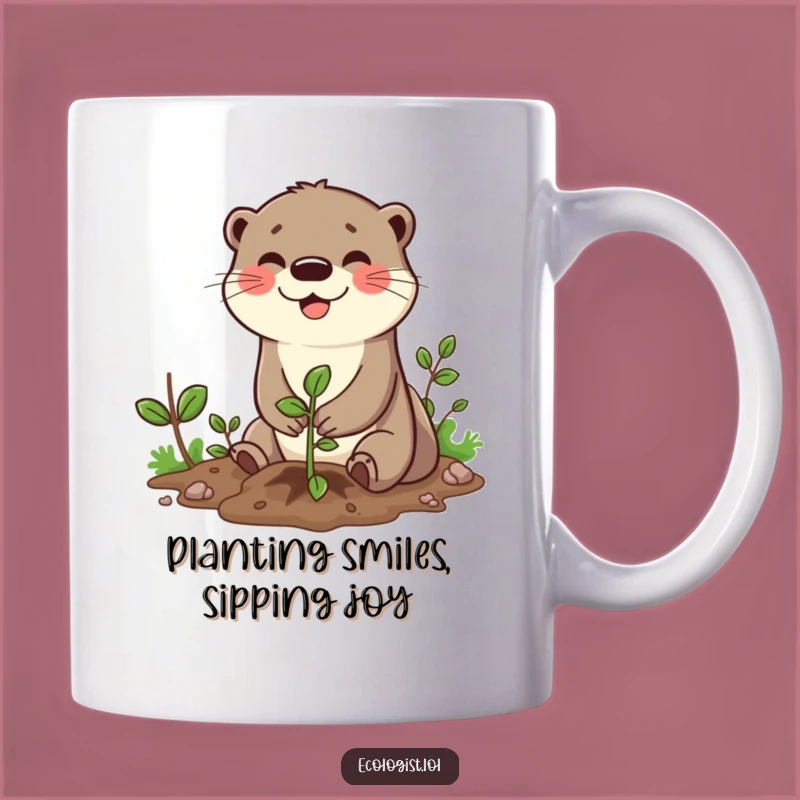 Funny Otter Planting Sapling Mug: A Cheerful Gift for Nature Lovers and Otter Fans