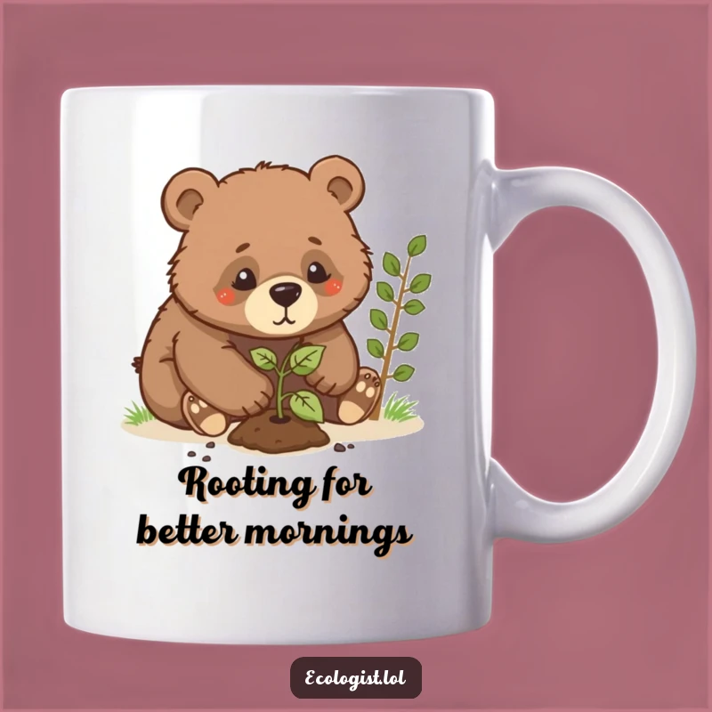 Funny Bear Cub Planting Sapling Mug: A Hilarious Gift for Nature Lovers