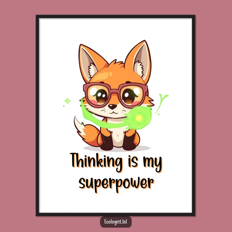Funny Fox with Glasses Digital Art: Intriguing Wall Decor for the Curious