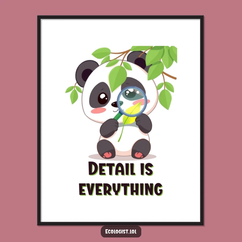 Funny Panda Poster - Cute Leaf Art, Curiosity Decor Gift