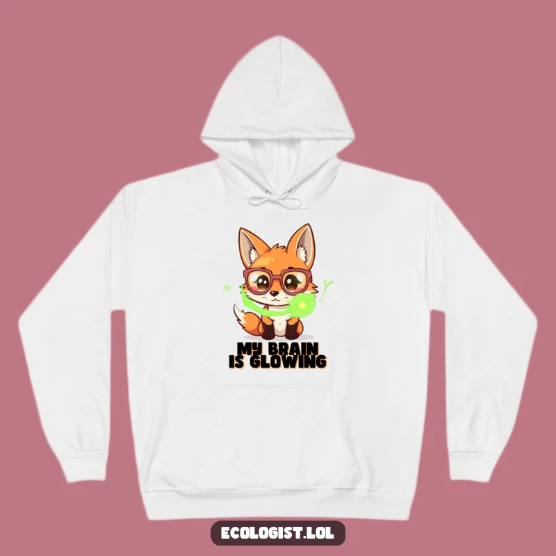 Funny Fox with Glasses Hoodie: Cozy and Mysterious Green Energy Explorer Gear