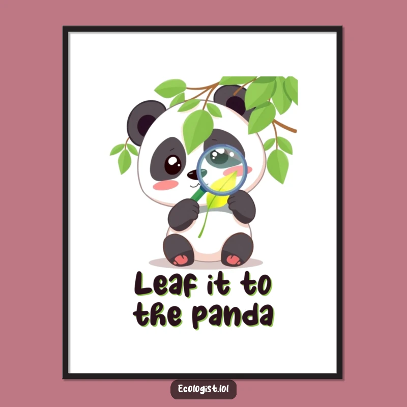 Free Printable Panda Wall Art: Glowing Leaf Curiosity, Humorous Design, Downloadable Art