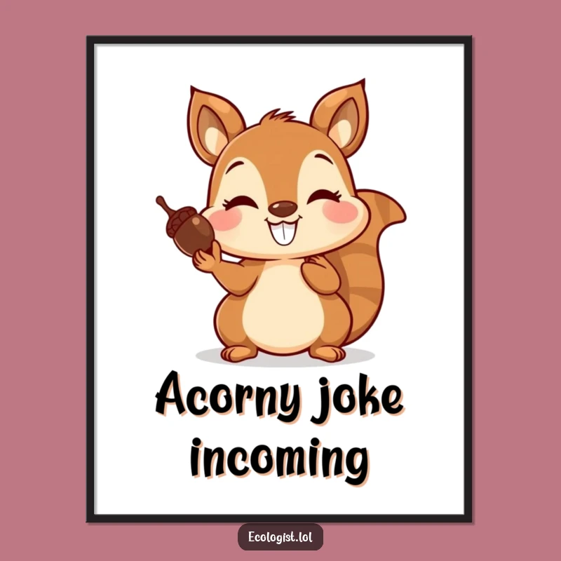 Free Printable Wall Art: Funny Squirrel Acorn Balance Downloadable Art Print