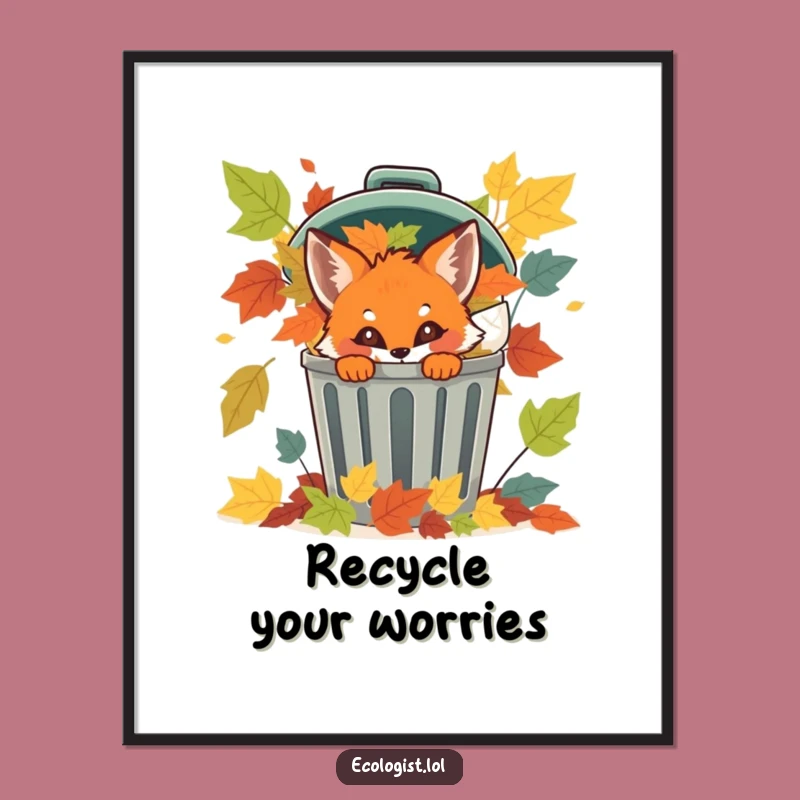 Free Printable Wall Art: Mischievous Fox Cub Hide and Seek, Funny Downloadable Nature Decor