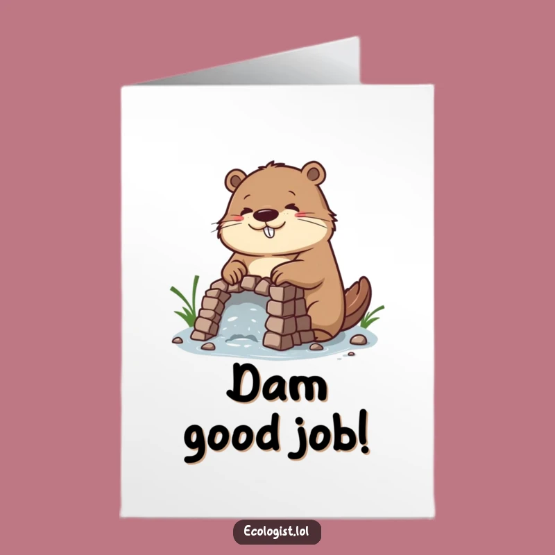 Free Printable Congrats Card: Diligent Beaver Dam Funny Downloadable Gift