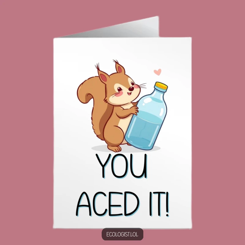 Free Printable Congratulations Card: Squirrel's Eco-Victory, Funny Downloadable Green Greeting