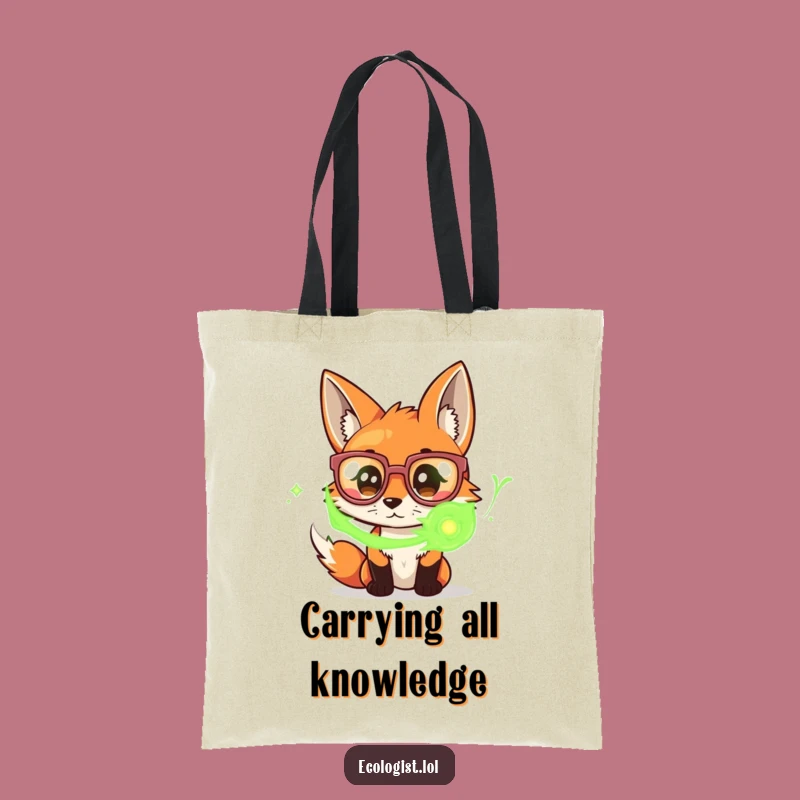 Funny Fox with Glasses Tote Bag: Carry Your Curiosity and Green Energy Discoveries